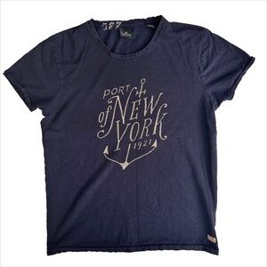 Scotch & Soda mens short sleeve nautical theme graphic tshirt in navy blue sz M